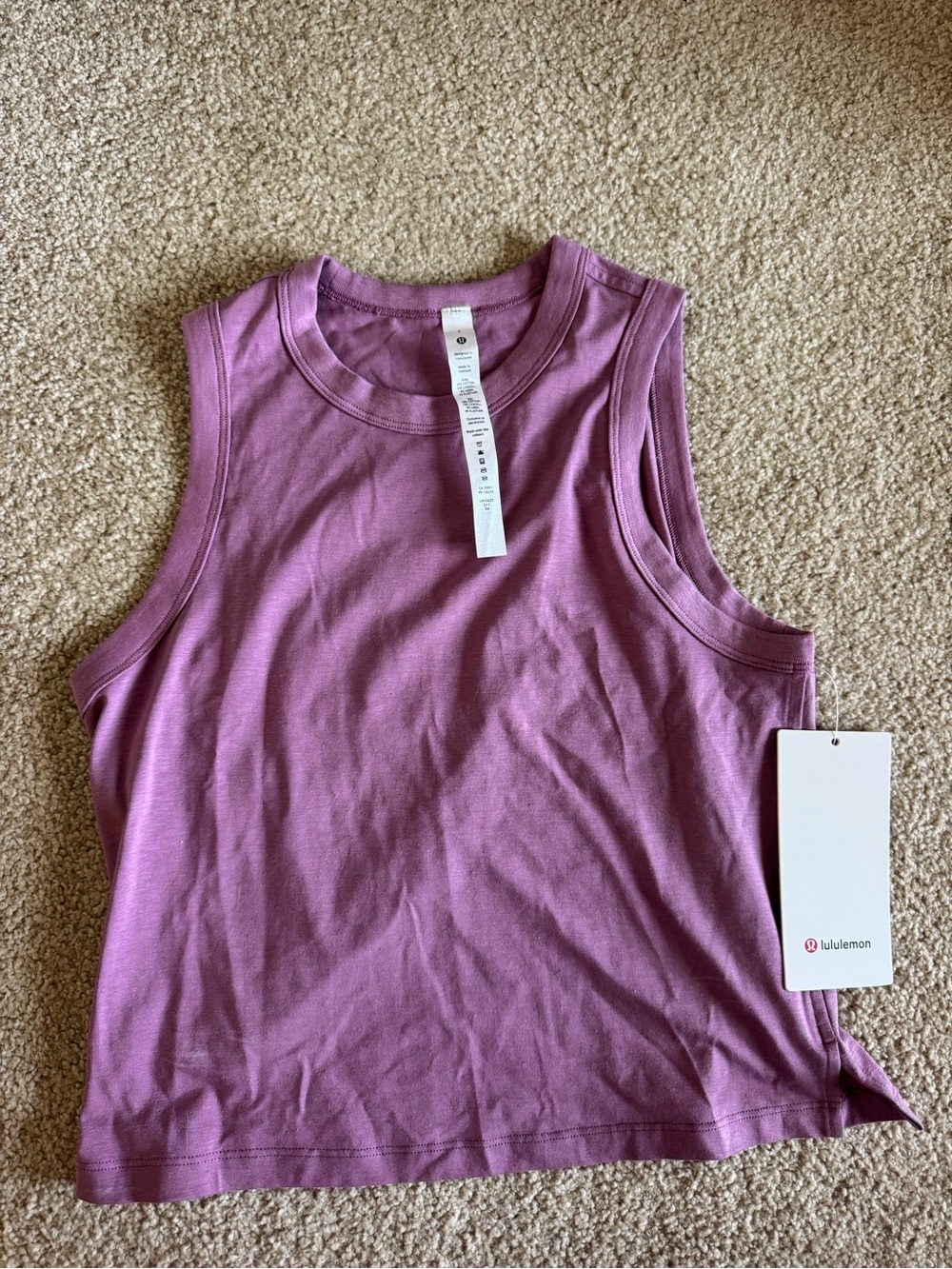 lululemon athletica Mauve Sleeveless Cropped Tank